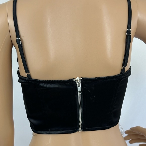 Queen of Hearts Hot&Delicious Black Heart Corset Rhinestone Straps Zippe… - Picture 3 of 8